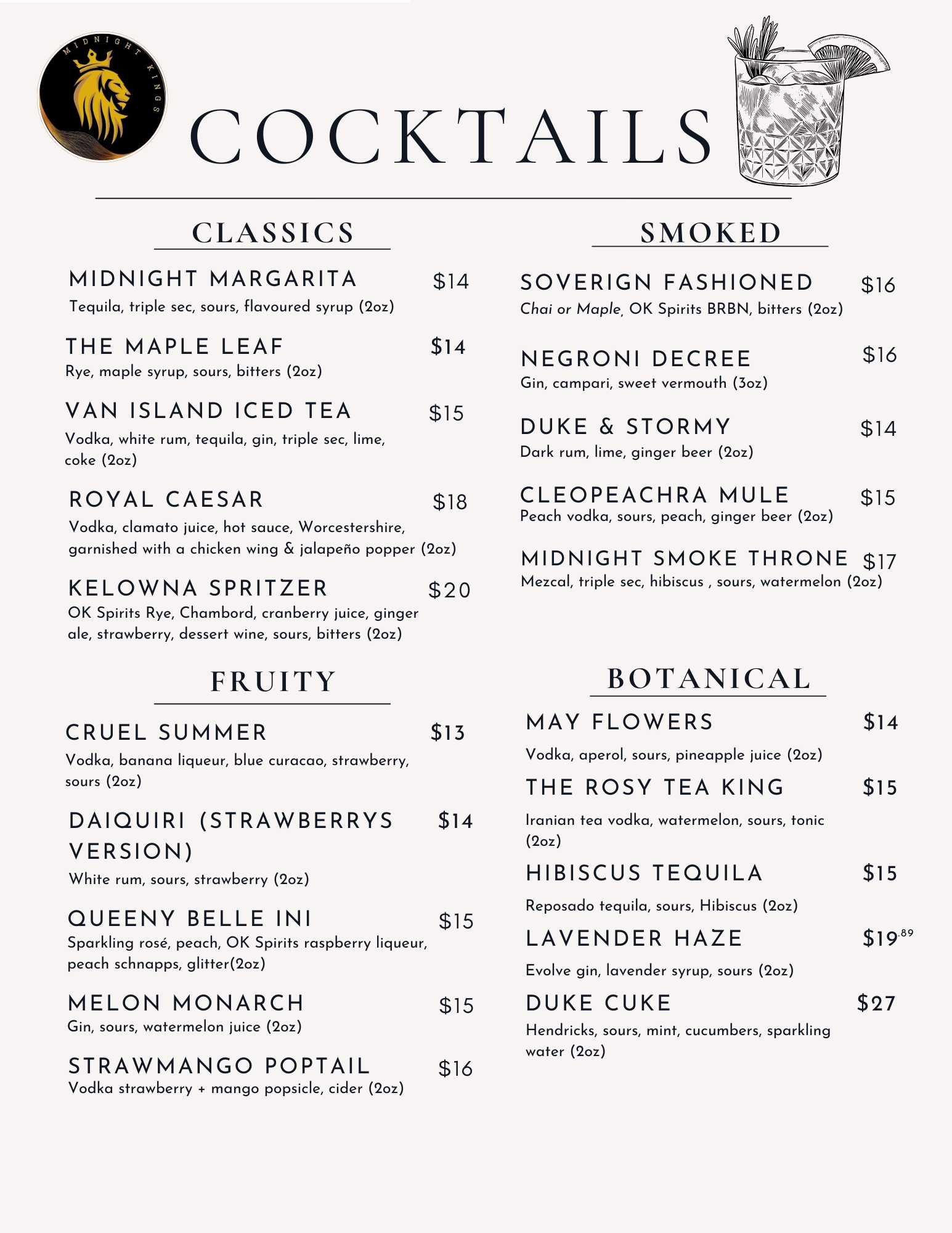 Cocktail Menu
